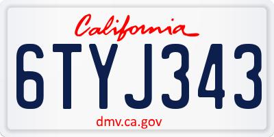CA license plate 6TYJ343