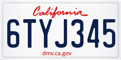CA license plate 6TYJ345