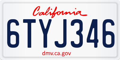 CA license plate 6TYJ346
