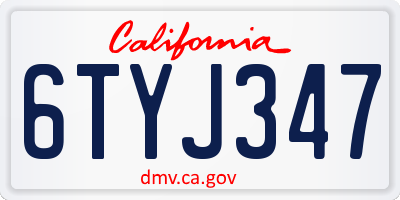 CA license plate 6TYJ347