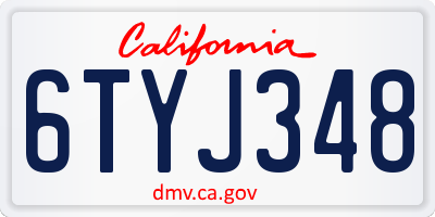 CA license plate 6TYJ348