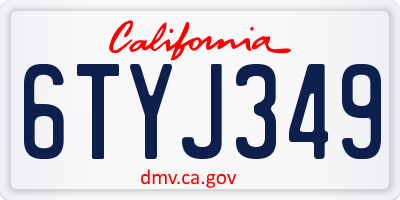 CA license plate 6TYJ349