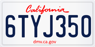 CA license plate 6TYJ350