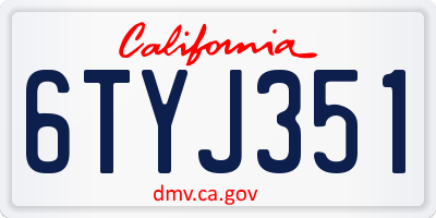 CA license plate 6TYJ351