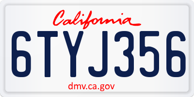 CA license plate 6TYJ356