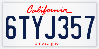 CA license plate 6TYJ357