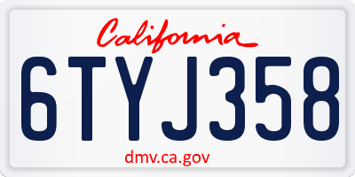 CA license plate 6TYJ358