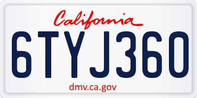 CA license plate 6TYJ360
