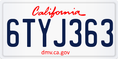 CA license plate 6TYJ363