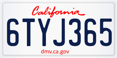 CA license plate 6TYJ365