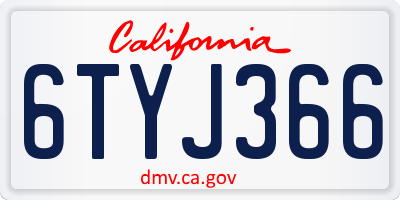 CA license plate 6TYJ366