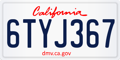CA license plate 6TYJ367