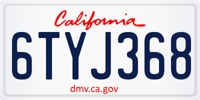 CA license plate 6TYJ368