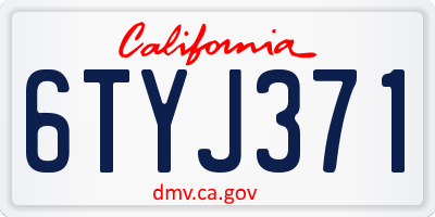 CA license plate 6TYJ371