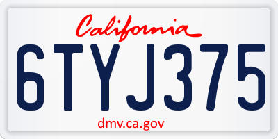 CA license plate 6TYJ375