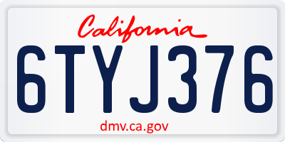 CA license plate 6TYJ376