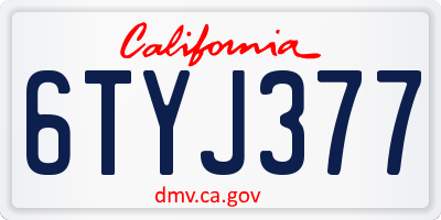 CA license plate 6TYJ377