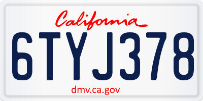 CA license plate 6TYJ378