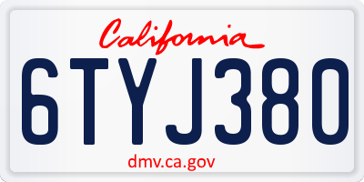CA license plate 6TYJ380