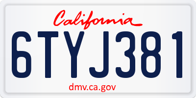 CA license plate 6TYJ381