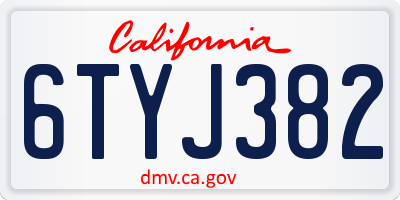CA license plate 6TYJ382
