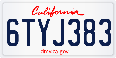 CA license plate 6TYJ383