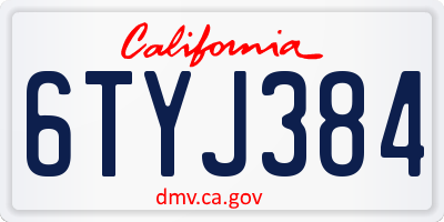 CA license plate 6TYJ384