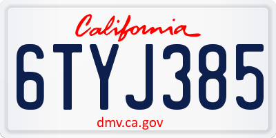 CA license plate 6TYJ385