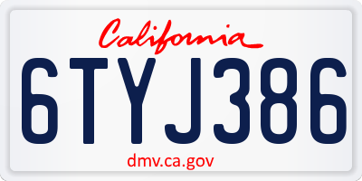 CA license plate 6TYJ386