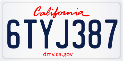 CA license plate 6TYJ387