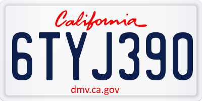 CA license plate 6TYJ390