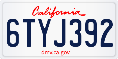 CA license plate 6TYJ392
