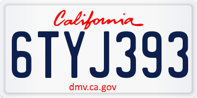 CA license plate 6TYJ393