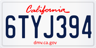 CA license plate 6TYJ394