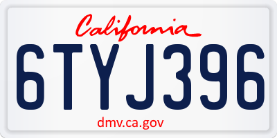 CA license plate 6TYJ396