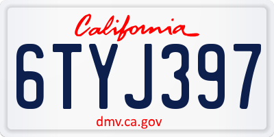 CA license plate 6TYJ397