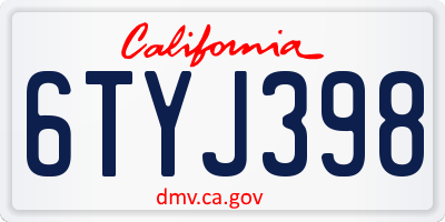 CA license plate 6TYJ398