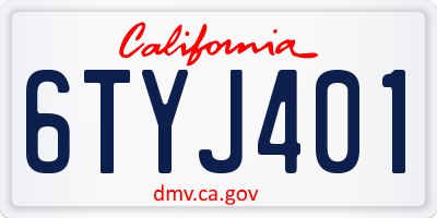 CA license plate 6TYJ401