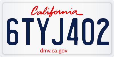 CA license plate 6TYJ402