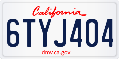 CA license plate 6TYJ404
