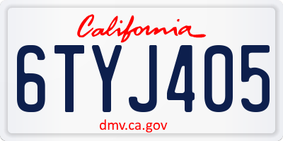 CA license plate 6TYJ405