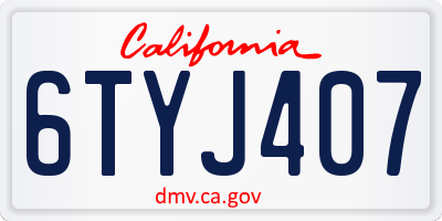 CA license plate 6TYJ407