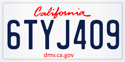 CA license plate 6TYJ409