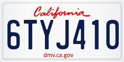 CA license plate 6TYJ410