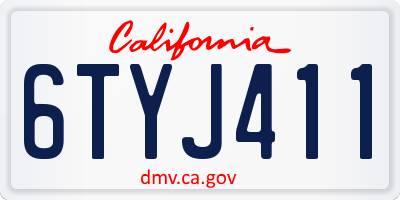 CA license plate 6TYJ411
