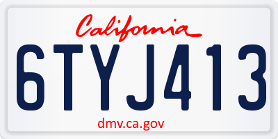 CA license plate 6TYJ413