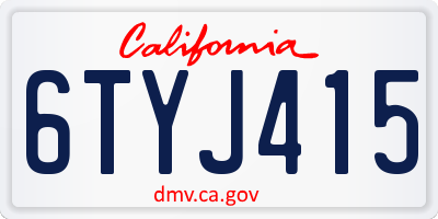 CA license plate 6TYJ415