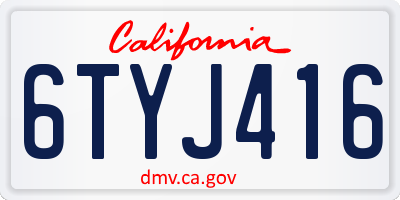 CA license plate 6TYJ416
