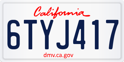 CA license plate 6TYJ417