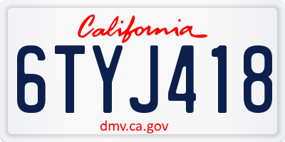 CA license plate 6TYJ418